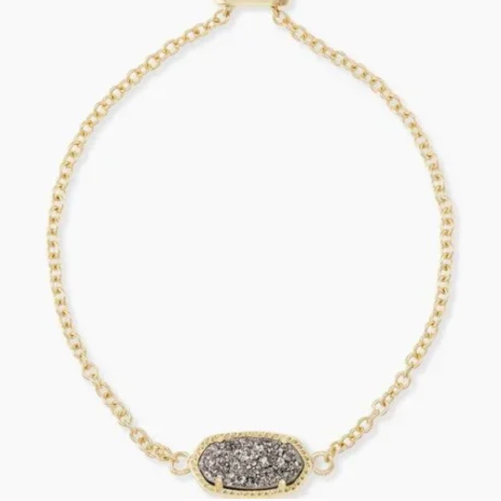 Kendra Scott Elaina Gold Adjustable Chain Bracelet in Platinum Drusy